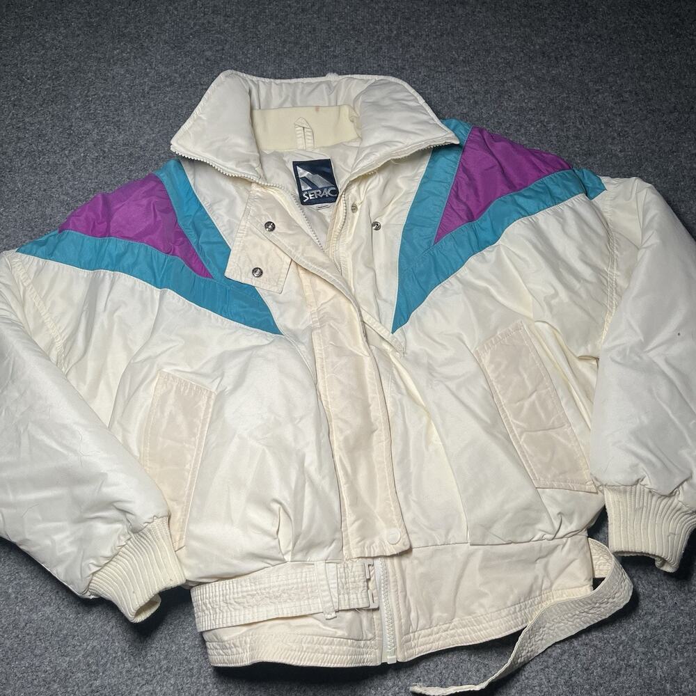 Vintage Serac Puffer Coat Womens 10 Down Ski Jacket Retro Zip 80s 90s